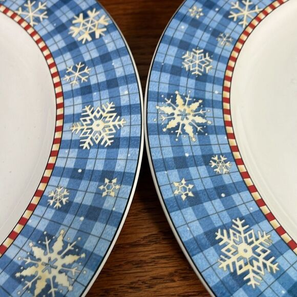 Set C- Snowflake dinner plates set of 2 by Sakura Debbie Mumm 11” - Picture 4 of 5